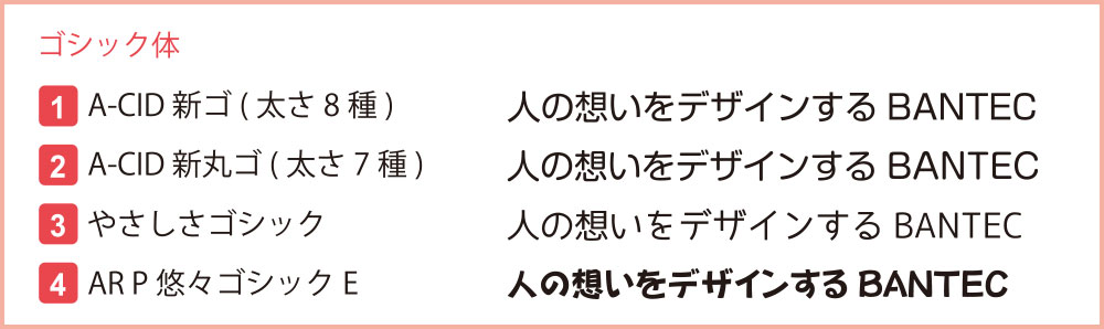 書体サンプル：ゴシック体