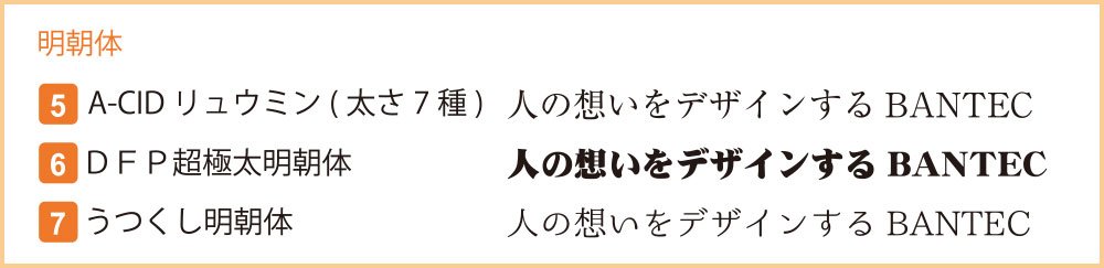 書体サンプル：明朝体